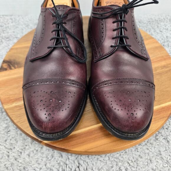 Allen Edmonds Men 10E Lexington Burgundy Maroon Cap Toe Brogue Oxford Dress 5171 - Picture 7 of 15